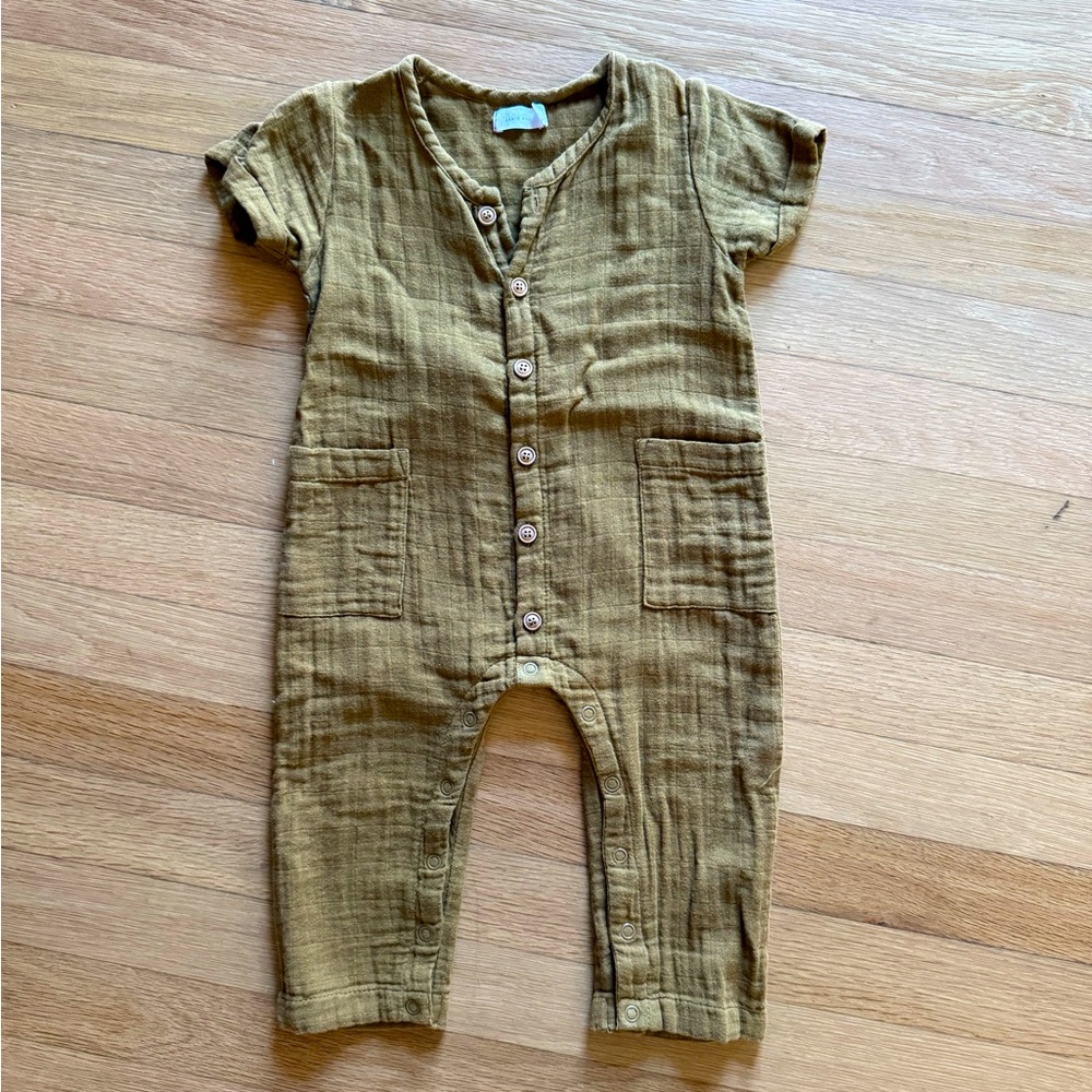 Jamie Kay Ryan organic cotton muslin romper Gold 6-12 months
